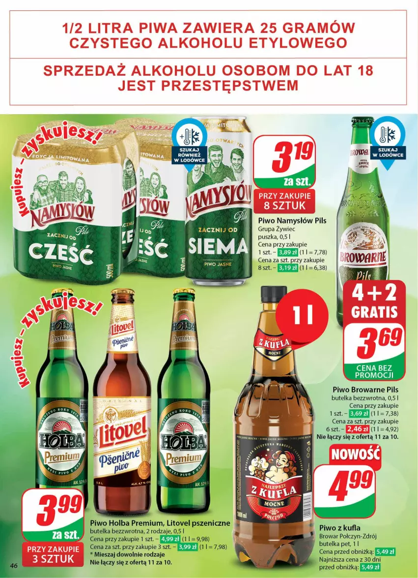 Gazetka promocyjna Dino - Gazetka 42 / 2024 - ważna 16.10 do 22.10.2024 - strona 46 - produkty: Namysłów, Piwo