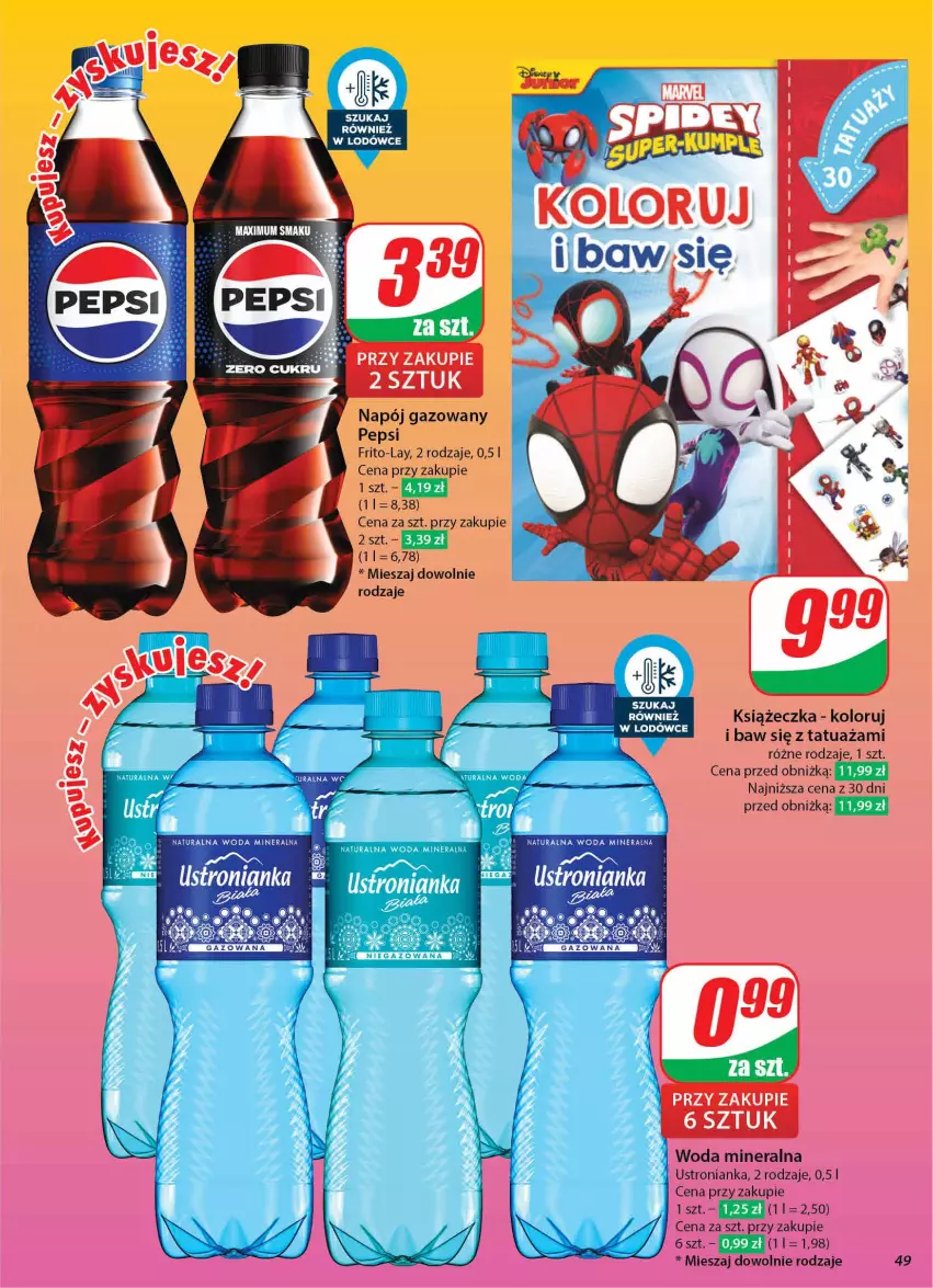 Gazetka promocyjna Dino - Gazetka 42 / 2024 - ważna 16.10 do 22.10.2024 - strona 49 - produkty: Napój, Napój gazowany, Pepsi, Woda, Woda mineralna