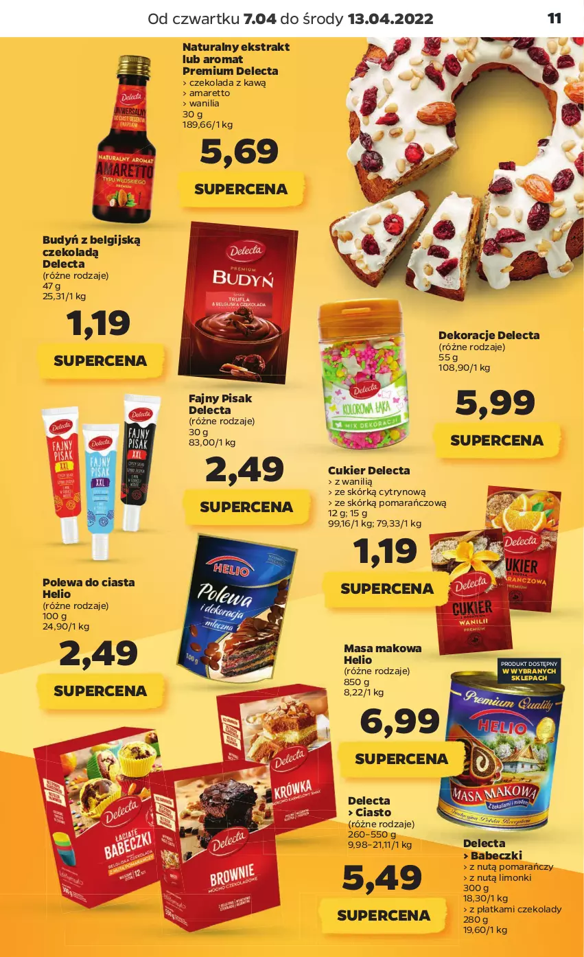 Gazetka promocyjna Netto - Gazetka spożywcza 7.04-13.04 - ważna 07.04 do 13.04.2022 - strona 11 - produkty: Babeczki, Budyń, Cukier, Czekolada, Delecta, Fa, Helio, LG