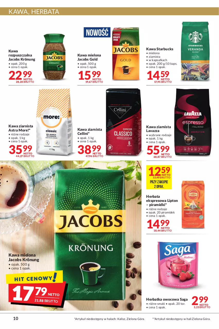 Gazetka promocyjna Makro - [Oferta promocyjna] Artykuły spożywcze i przemysłowe - ważna 14.06 do 27.06.2022 - strona 10 - produkty: Herbata, Jacobs, Jacobs Krönung, Kawa, Kawa mielona, Kawa rozpuszczalna, Kawa ziarnista, Lavazza, Lipton, Saga