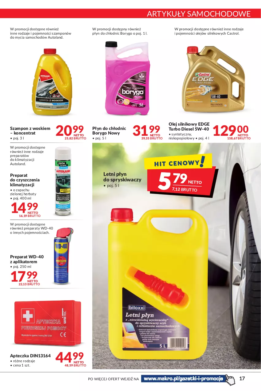 Gazetka promocyjna Makro - [Oferta promocyjna] Artykuły spożywcze i przemysłowe - ważna 14.06 do 27.06.2022 - strona 17 - produkty: Castrol, Diesel, Olej, Olej silnikowy, Płyn do chłodnic, Płyn do spryskiwaczy, Preparat do czyszczenia, Szampon, WD-40