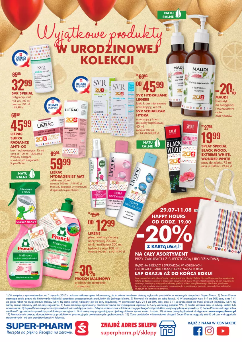 Gazetka promocyjna Super Pharm - Gazetka - ważna 29.07 do 11.08.2021 - strona 24 - produkty: Antyperspirant, Ba!, Dres, Frosch, Gra, Hydrolat, Lack, Lierac, Lirene, Mop, Okap, Olej, Płyn micelarny, SVR, Tonik, Torba, Waga, Zdrowie