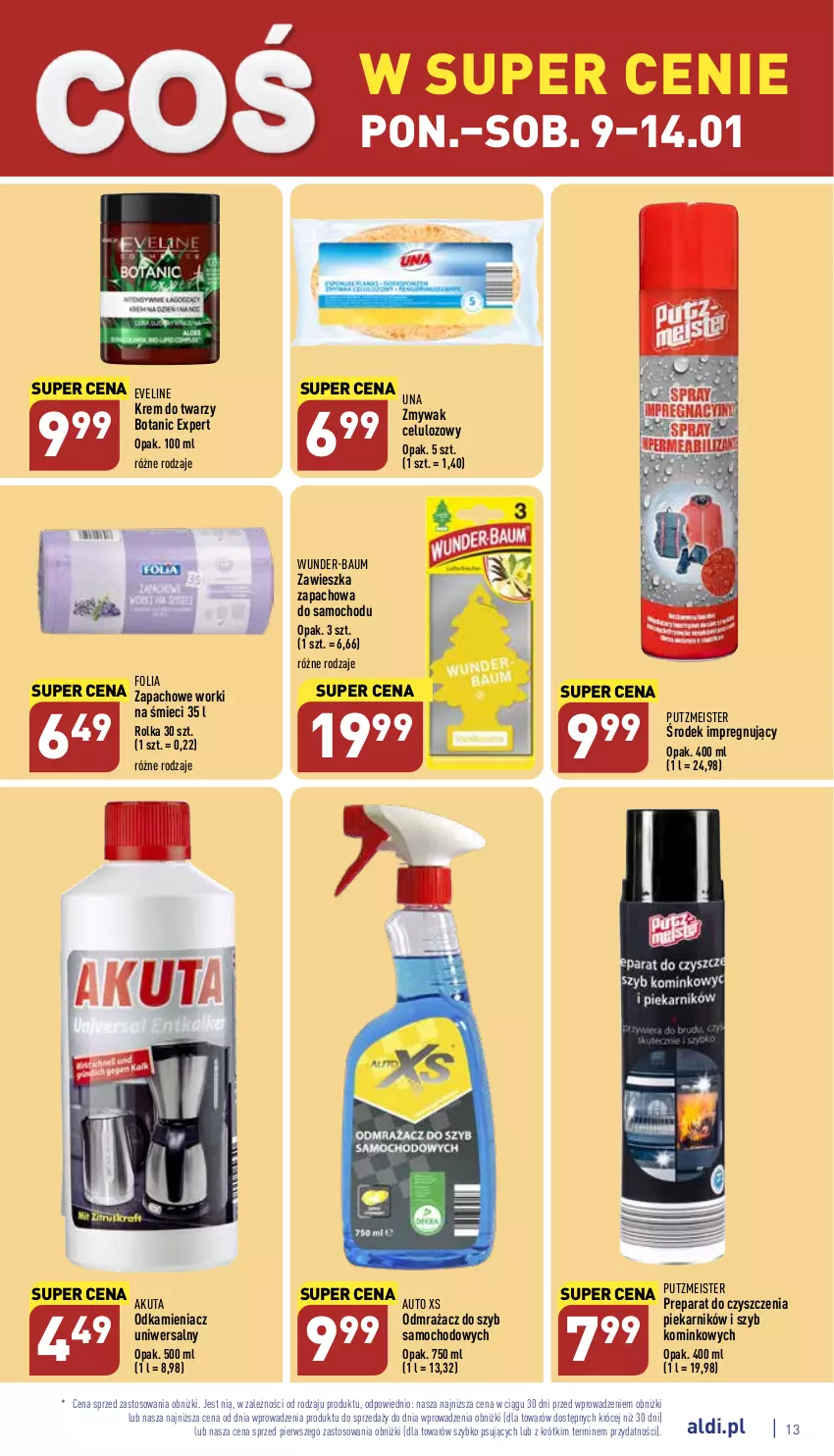 Gazetka promocyjna Aldi - Pełny katalog - ważna 09.01 do 14.01.2023 - strona 13 - produkty: Eveline, Krem do twarzy, Odkamieniacz, Odmrażacz do szyb, Piekarnik, Preparat do czyszczenia, Putzmeister