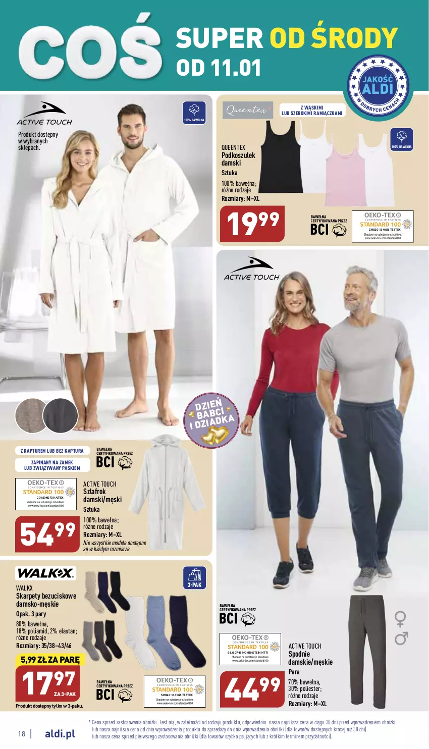 Gazetka promocyjna Aldi - Pełny katalog - ważna 09.01 do 14.01.2023 - strona 18 - produkty: Karp, Kosz, Podkoszulek, Queentex, Spodnie, Szlafrok, Wełna