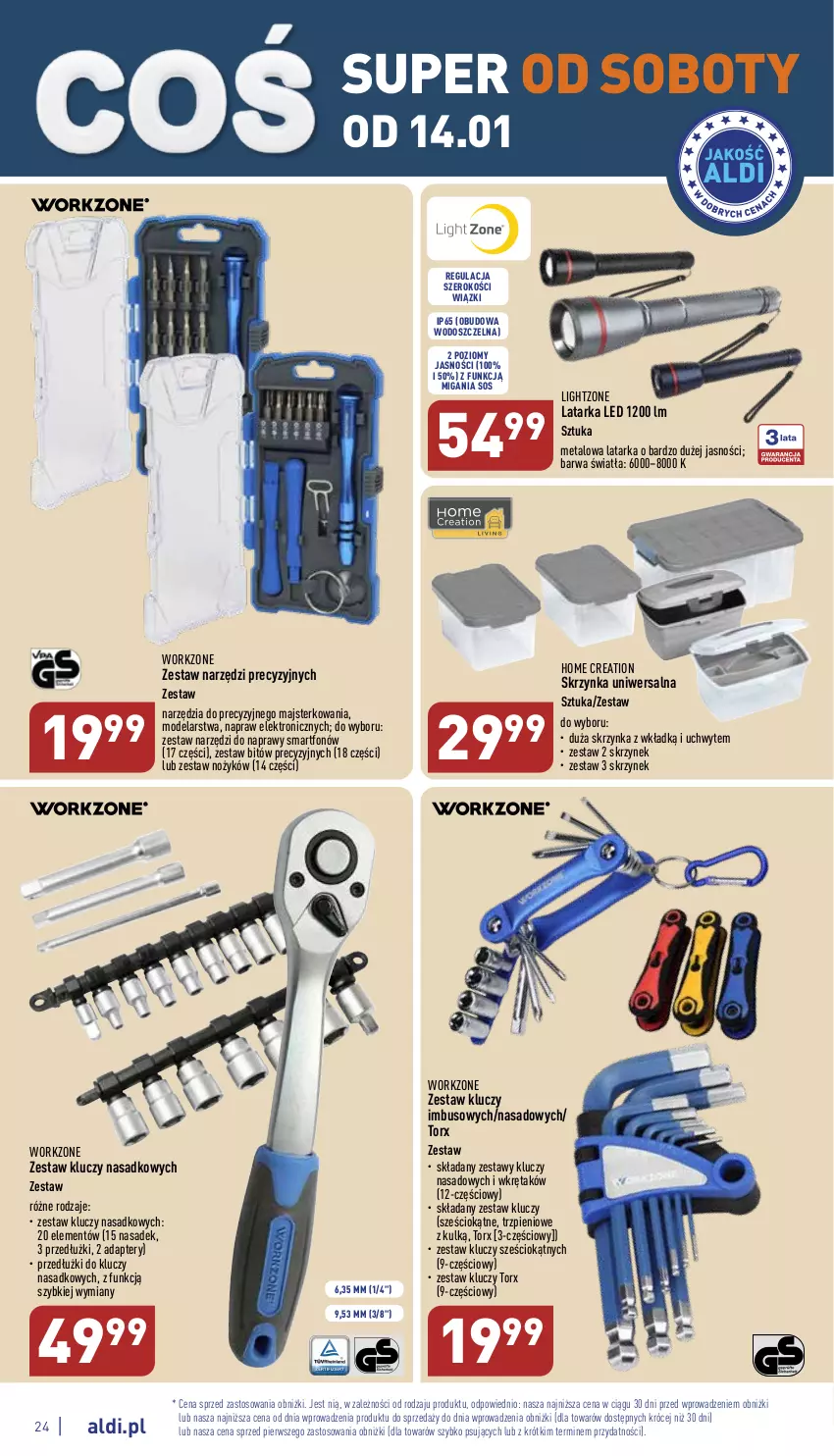 Gazetka promocyjna Aldi - Pełny katalog - ważna 09.01 do 14.01.2023 - strona 24 - produkty: Latarka, Latarka LED, Noż, Smartfon, Sos, Tarka, Wkręt, Zestaw kluczy, Zestaw narzędzi