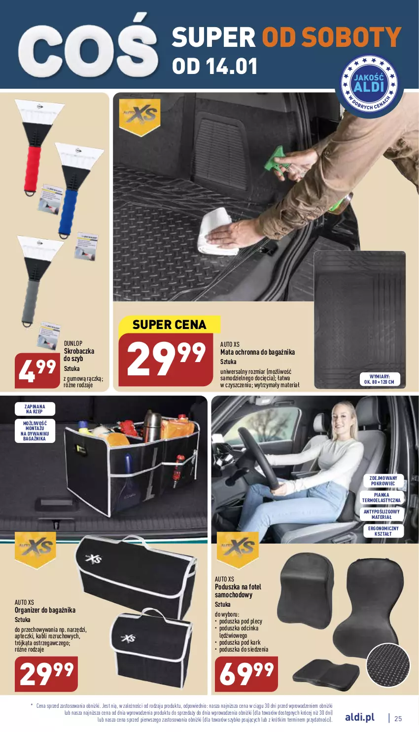 Gazetka promocyjna Aldi - Pełny katalog - ważna 09.01 do 14.01.2023 - strona 25 - produkty: Dywan, Dywanik, Fotel, Inka, Mata ochronna, O Bag, Organizer, Poduszka, Poduszka pod kark, Pokrowiec, Skrobaczka, Skrobaczka do szyb