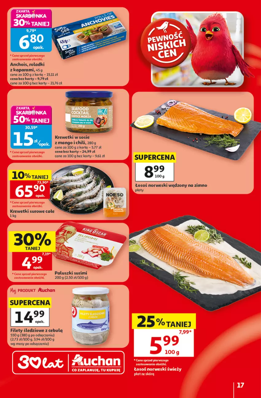 Gazetka promocyjna Auchan - Gazetka 30 Lat Hipermarket Auchan - ważna 30.07 do 05.08.2026 - strona 17 - produkty: Krewetki, Mango, Sos, Surimi