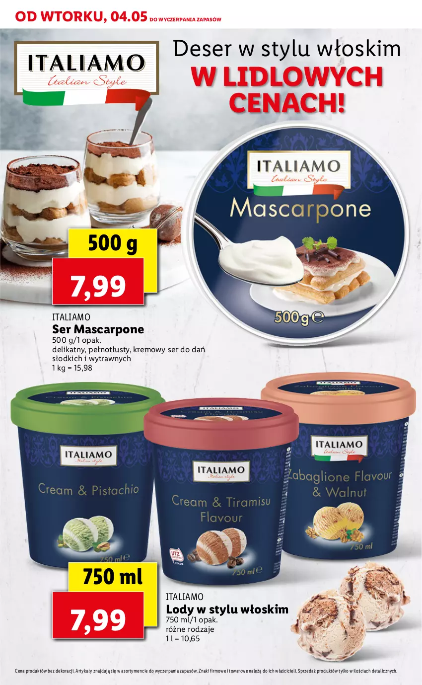 Gazetka promocyjna Lidl - TYDZIEŃ WŁOSKI - ważna 04.05 do 05.05.2021 - strona 20 - produkty: Deser, Lody, Mascarpone, Ser