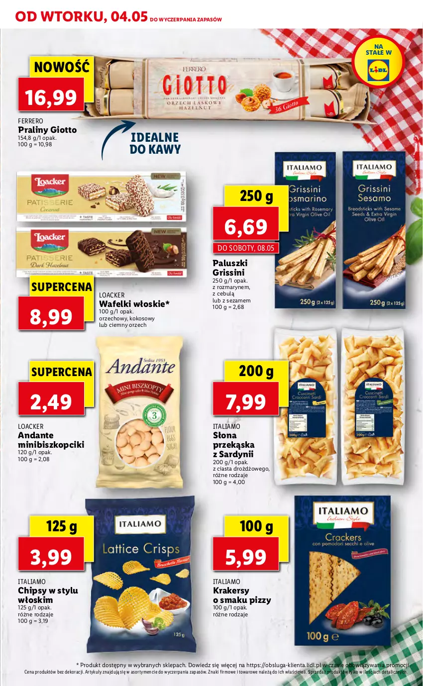 Gazetka promocyjna Lidl - TYDZIEŃ WŁOSKI - ważna 04.05 do 05.05.2021 - strona 25 - produkty: Chipsy, Ferrero, Grissini, Kokos, Krakersy, Praliny, Sezam