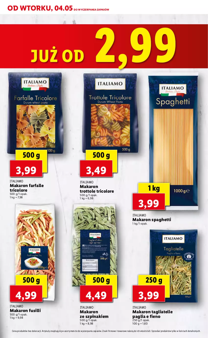 Gazetka promocyjna Lidl - TYDZIEŃ WŁOSKI - ważna 04.05 do 05.05.2021 - strona 3 - produkty: Fa, Makaron, Spaghetti, Szpinak, Tagliatelle