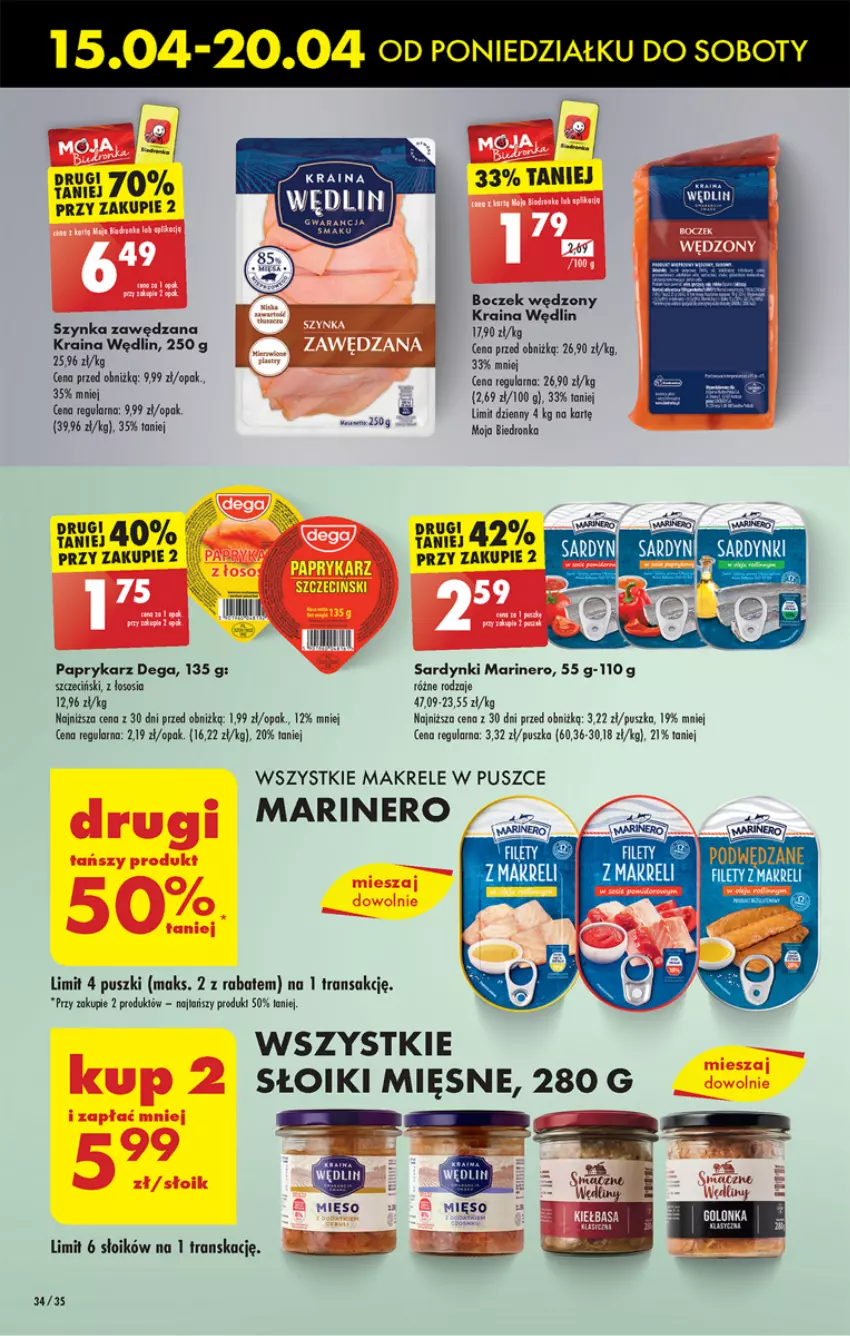 Gazetka promocyjna Biedronka - Od poniedzialku - ważna 15.04 do 20.04.2024 - strona 38 - produkty: Boczek, Dega, Dron, Papryka, Paprykarz, Sardynki, Szynka, Tran