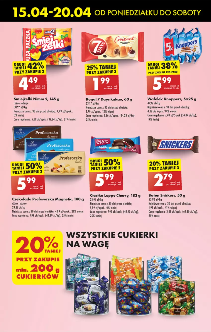 Gazetka promocyjna Biedronka - Od poniedzialku - ważna 15.04 do 20.04.2024 - strona 47 - produkty: 7 Days, Baton, Ciastka, Cukier, Cukierki, Czekolada, Kakao, Knoppers, Ser, Snickers, Wafelek