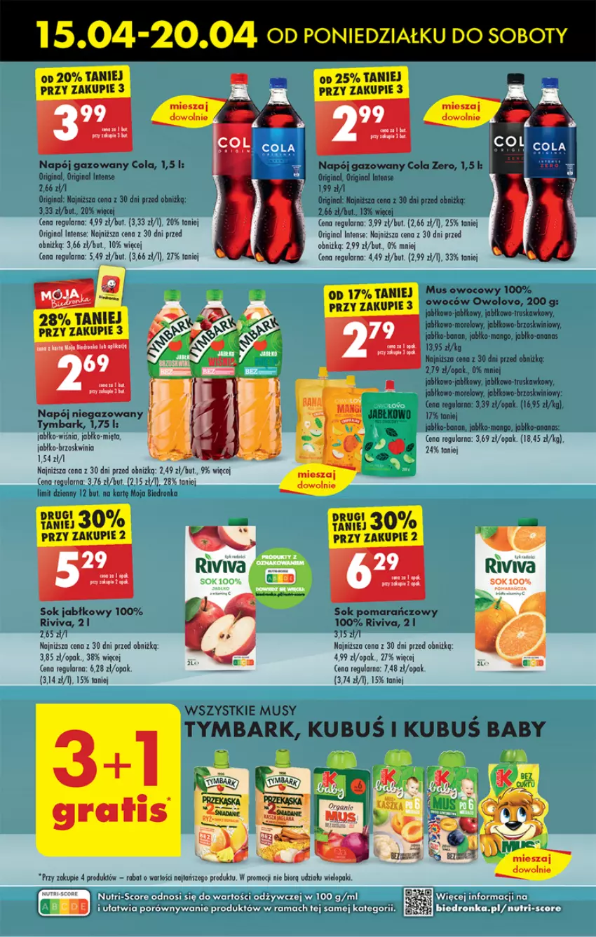 Gazetka promocyjna Biedronka - Od poniedzialku - ważna 15.04 do 20.04.2024 - strona 49 - produkty: Ananas, Dron, Gin, Kubuś, Mango, Mięta, Mus, Napój, Napój gazowany, Napój niegazowany, Sok, Sok jabłkowy, Sok pomarańczowy, Tymbark