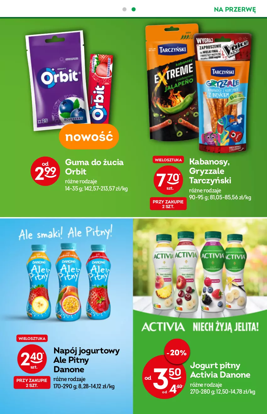 Gazetka promocyjna Żabka - ważna 10.08 do 16.08.2022 - strona 41 - produkty: Activia, Danone, Gry, Guma do żucia, Jogurt, Jogurt pitny, Kabanos, Napój, Napój jogurtowy, Orbit, Tarczyński