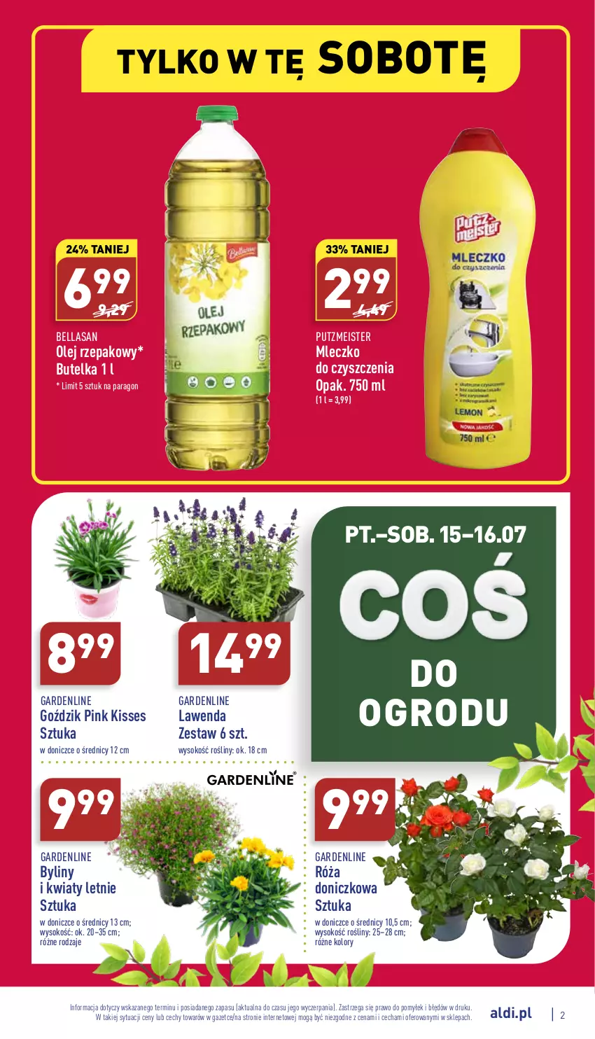 Gazetka promocyjna Aldi - Zaplanuj zakupy wcześniej - ważna 13.07 do 16.07.2022 - strona 2 - produkty: Bell, Bella, Mleczko, Olej, Olej rzepakowy, Putzmeister, Róża, Sok