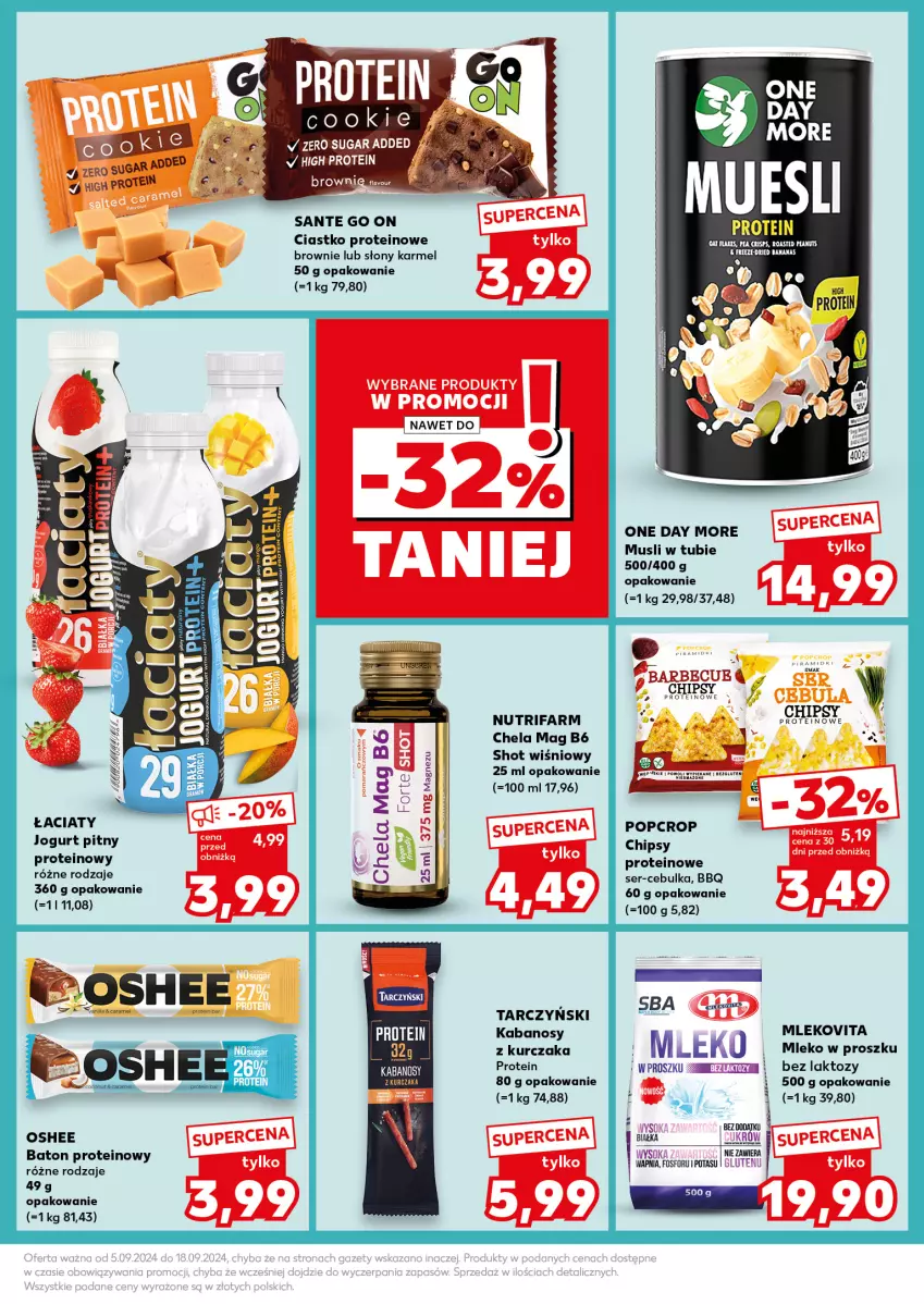 Gazetka promocyjna Kaufland - Kaufland - ważna 09.09 do 11.09.2024 - strona 21 - produkty: Baton, Brownie, Chipsy, Fa, Jogurt, Jogurt pitny, Kabanos, Kurczak, Magnez, Mango, Mleko, Mleko w proszku, Mlekovita, Mus, Oshee, Por, Sante, Ser, Tarczyński