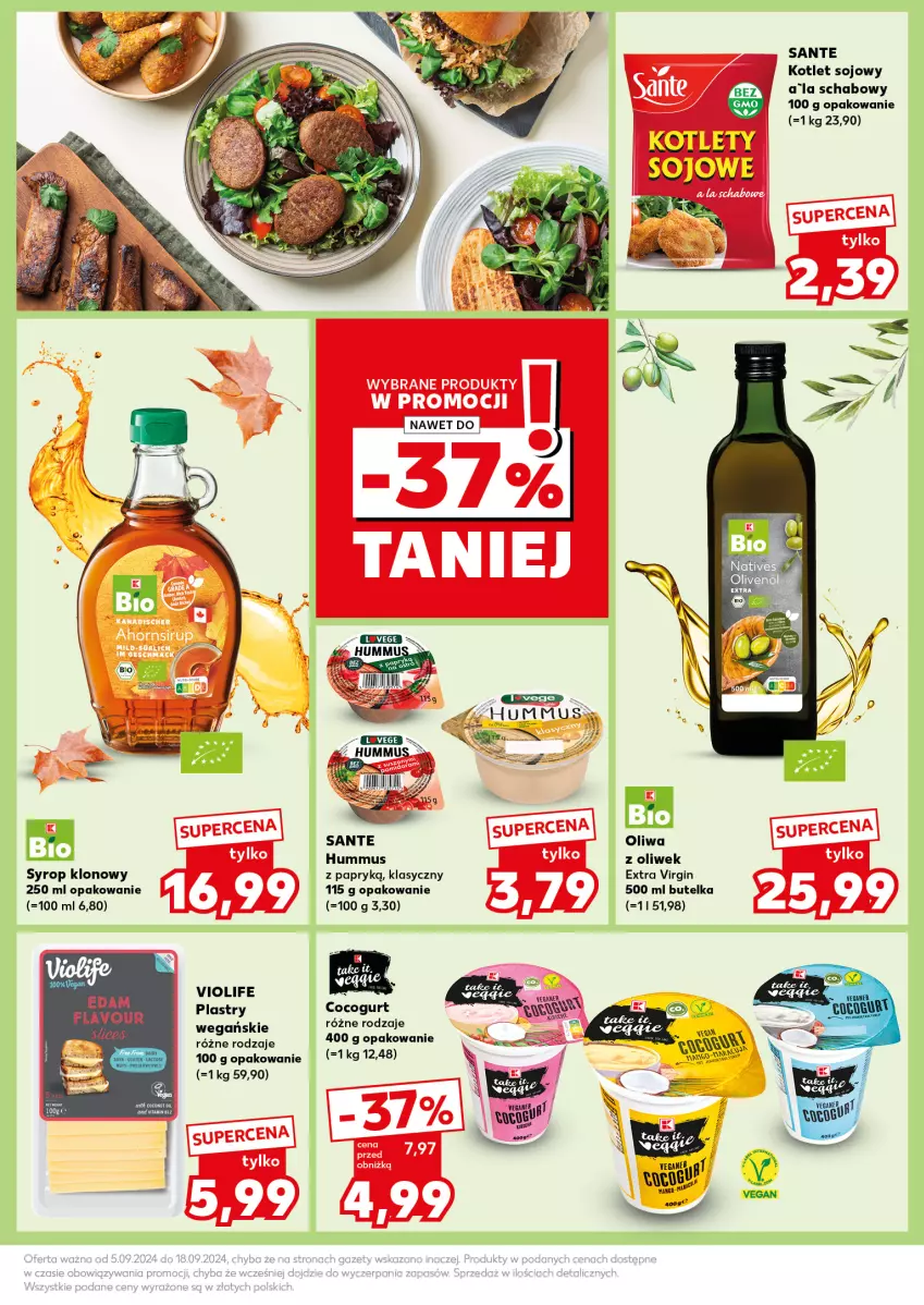 Gazetka promocyjna Kaufland - Kaufland - ważna 09.09 do 11.09.2024 - strona 25 - produkty: Edam, Gin, Hummus, Kotlet, Mus, Oliwa z oliwek, Sante, Syrop