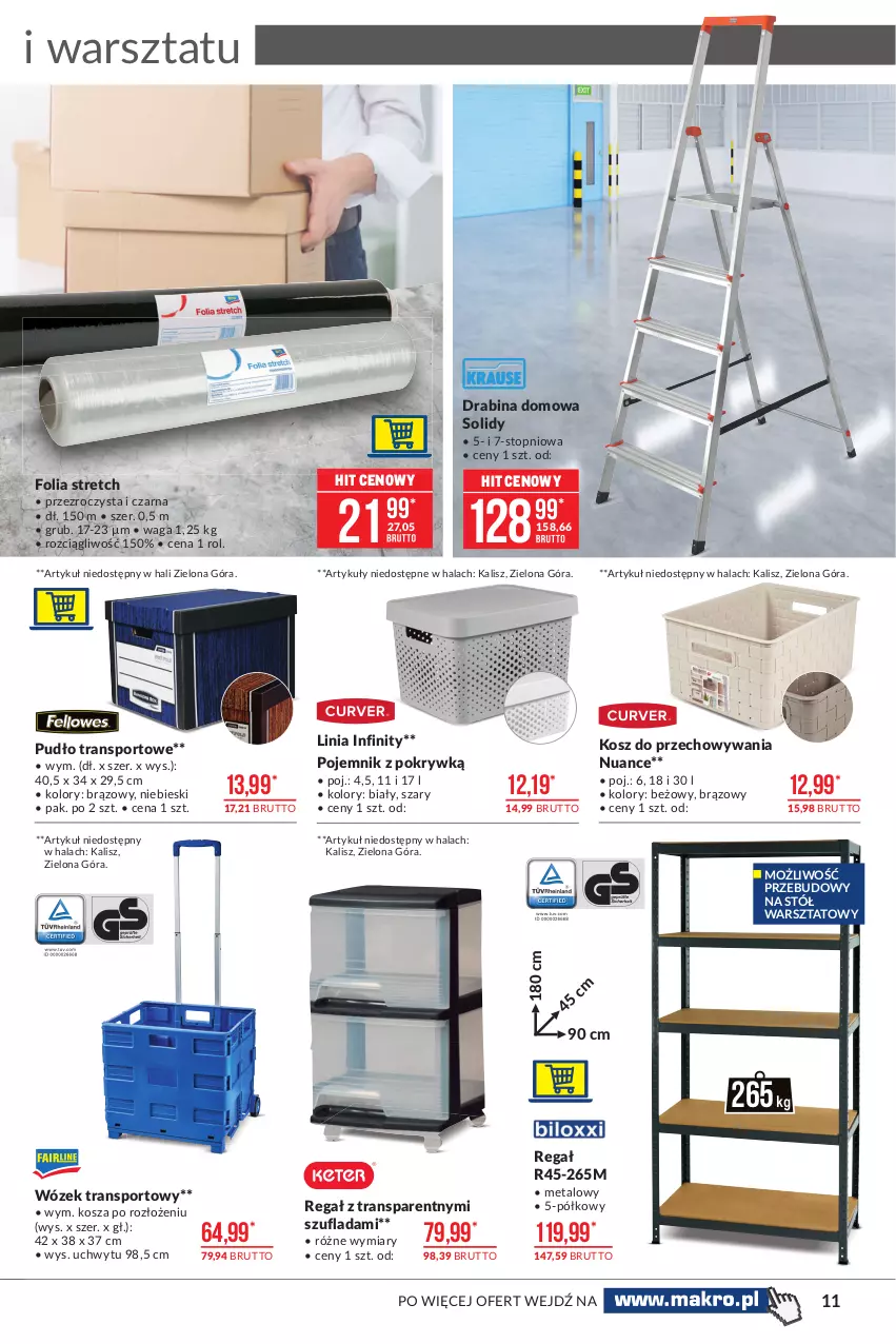 Gazetka promocyjna Makro - [Oferta promocyjna] Artykuły przemysłowe - ważna 01.06 do 14.06.2021 - strona 11 - produkty: Drabina, Kosz, Pojemnik, Pojemnik z pokrywką, Por, Regał, Sport, Stół, Stół warsztatowy, Top, Tran, Waga, Wózek, Wózek transportowy