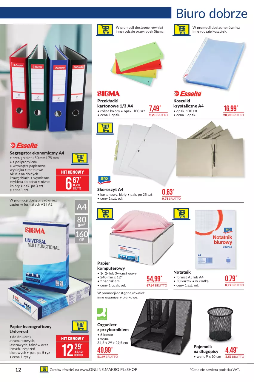 Gazetka promocyjna Makro - [Oferta promocyjna] Artykuły przemysłowe - ważna 01.06 do 14.06.2021 - strona 12 - produkty: Biurko, Biuro, Długopis, Fa, Gra, Klej, Komputer, Kosz, Organizer, Papier, Pojemnik, Ser