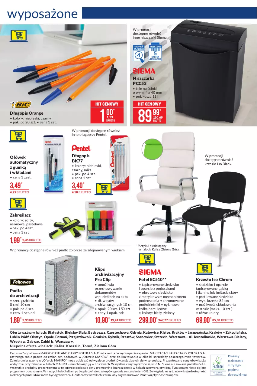 Gazetka promocyjna Makro - [Oferta promocyjna] Artykuły przemysłowe - ważna 01.06 do 14.06.2021 - strona 13 - produkty: Długopis, Fotel, Gra, Kosz, Krzesło, Lack, Niszczarka, Papier, Piec, Poduszka, Rum, Siedzisko, Sos, Szal