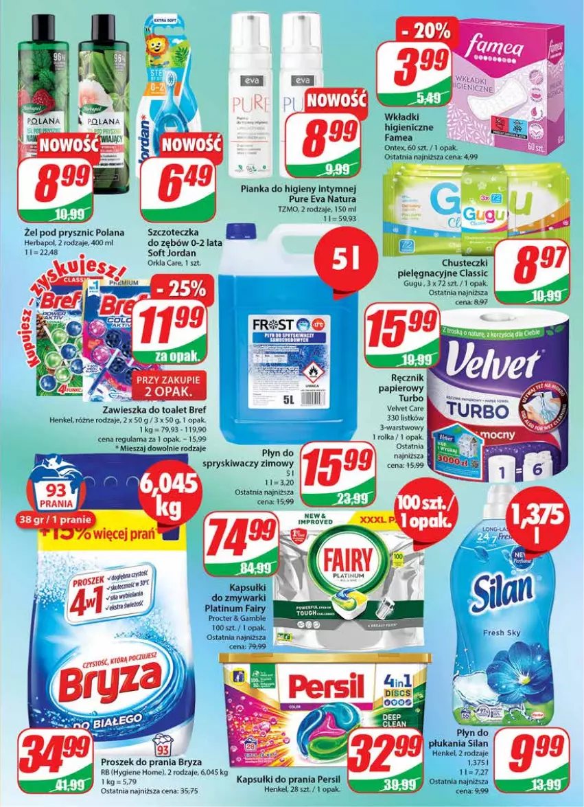 Gazetka promocyjna Dino - Gazetka - ważna 15.02 do 21.02.2023 - strona 23 - produkty: Bref, Bryza, Chusteczki, Fa, Fairy, Herbapol, Kapsułki do prania, LANA, Papier, Persil, Proszek do prania, Pur, Ręcznik, Silan, Szczoteczka, Velvet, Wkładki, Zmywarki