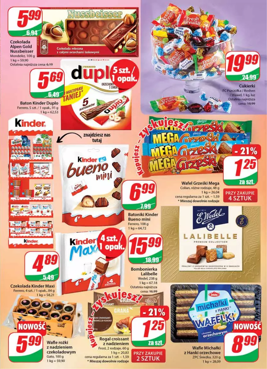 Gazetka promocyjna Dino - Gazetka - ważna 15.02 do 21.02.2023 - strona 3 - produkty: Baton, Bell, Croissant, Czekolada, Ferrero, Gala, Grześki, Kinder, Michałki, Praliny, Rogal, Ser, Tonik, Wafle