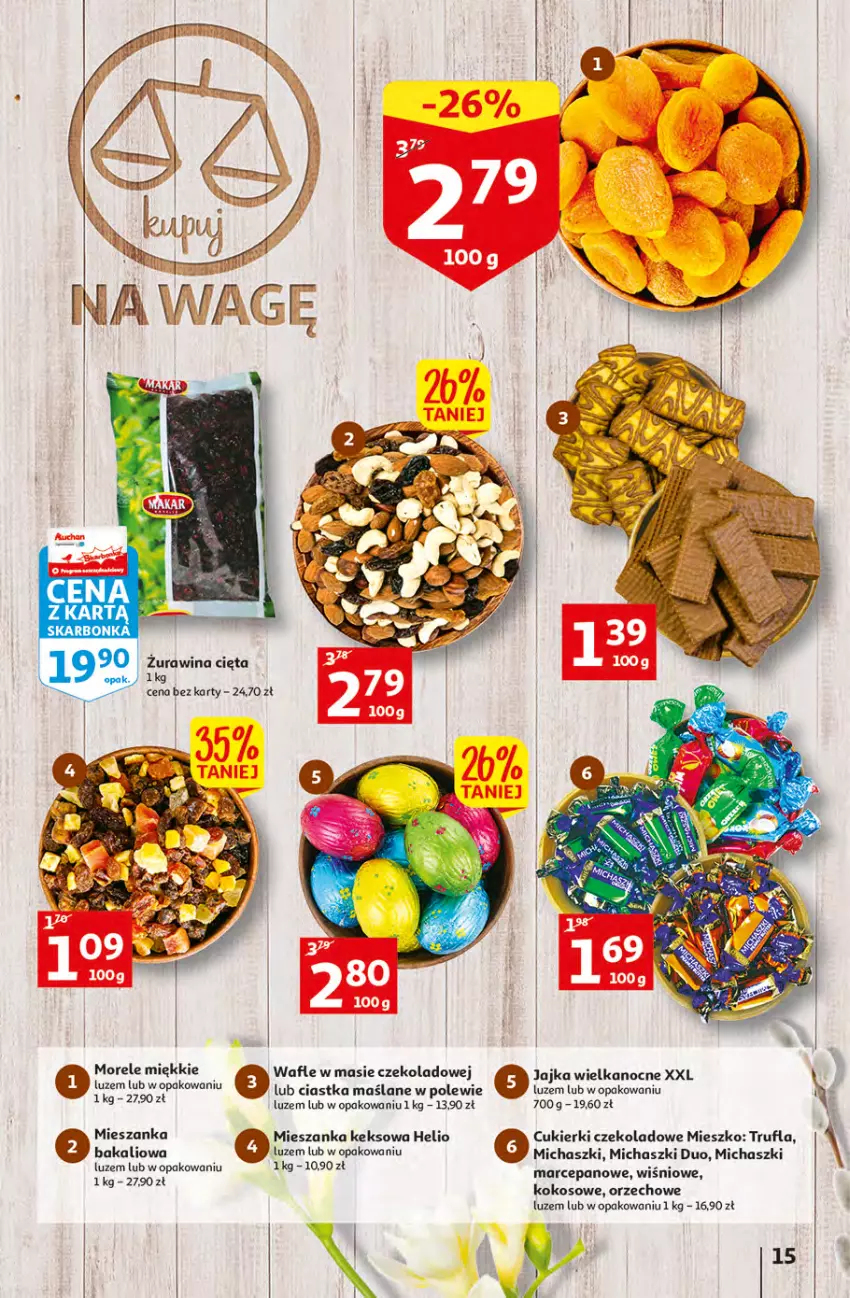 Gazetka promocyjna Auchan - przeNISKIE CENY przesmaczna Wielkanoc Hipermarkety - ważna 07.04 do 16.04.2022 - strona 15 - produkty: Ciastka, Cukier, Cukierki, Cukierki czekoladowe, Helio, Kokos, Wafle