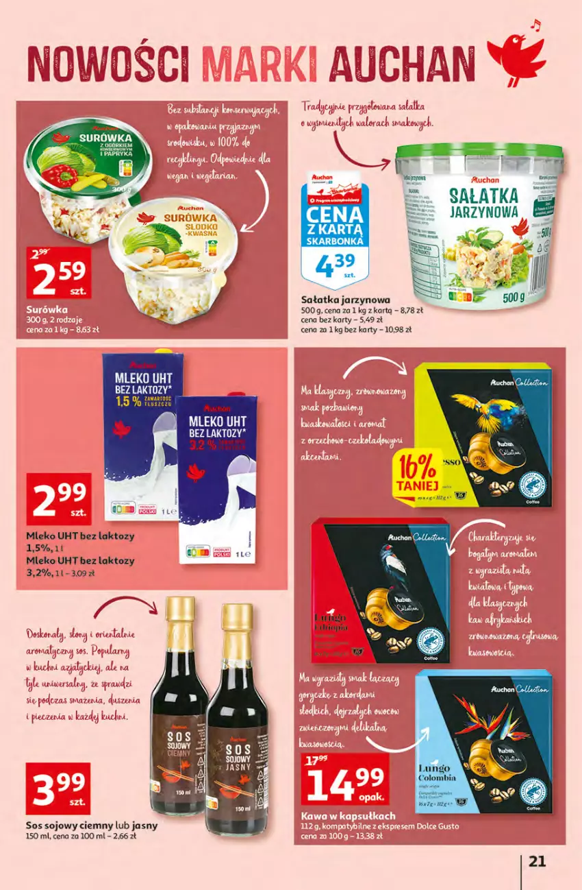 Gazetka promocyjna Auchan - przeNISKIE CENY przesmaczna Wielkanoc Hipermarkety - ważna 07.04 do 16.04.2022 - strona 21 - produkty: Mleko, Sałat, Sałatka, Sos, Sos sojowy