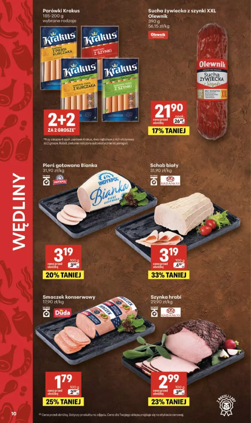 Gazetka promocyjna Delikatesy Centrum - Franczyza DC06 Czwartek - ważna 05.02 do 11.02.2026 - strona 10 - produkty: Bianka, Krakus, Olewnik, Parówki, Szynka