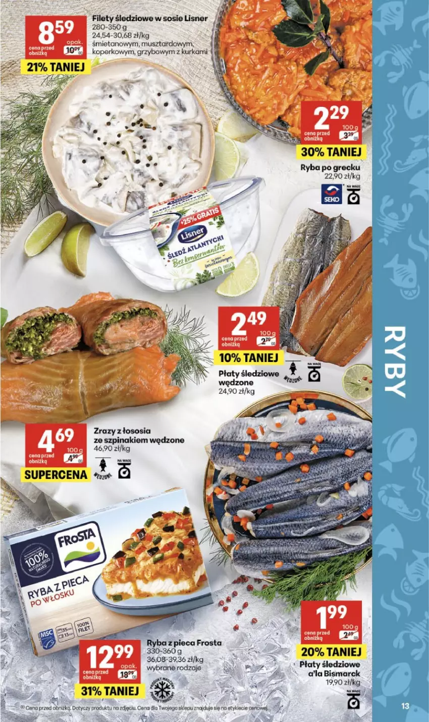 Gazetka promocyjna Delikatesy Centrum - Franczyza DC06 Czwartek - ważna 05.02 do 11.02.2026 - strona 13 - produkty: Frosta, Lisner, Mus, Piec, Por, Ryba, Ryba po grecku, Sos, Szpinak