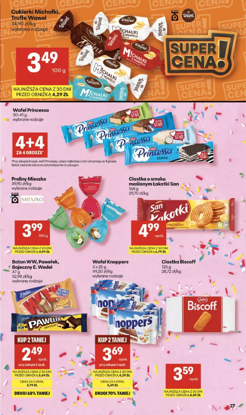 Gazetka promocyjna Delikatesy Centrum - Franczyza DC06 Czwartek - ważna 05.02 do 11.02.2026 - strona 27 - produkty: Baton, Ciastka, Cukier, Cukierki, E. Wedel, Knoppers, Michałki, Praliny, Princessa, Robot, Wawel