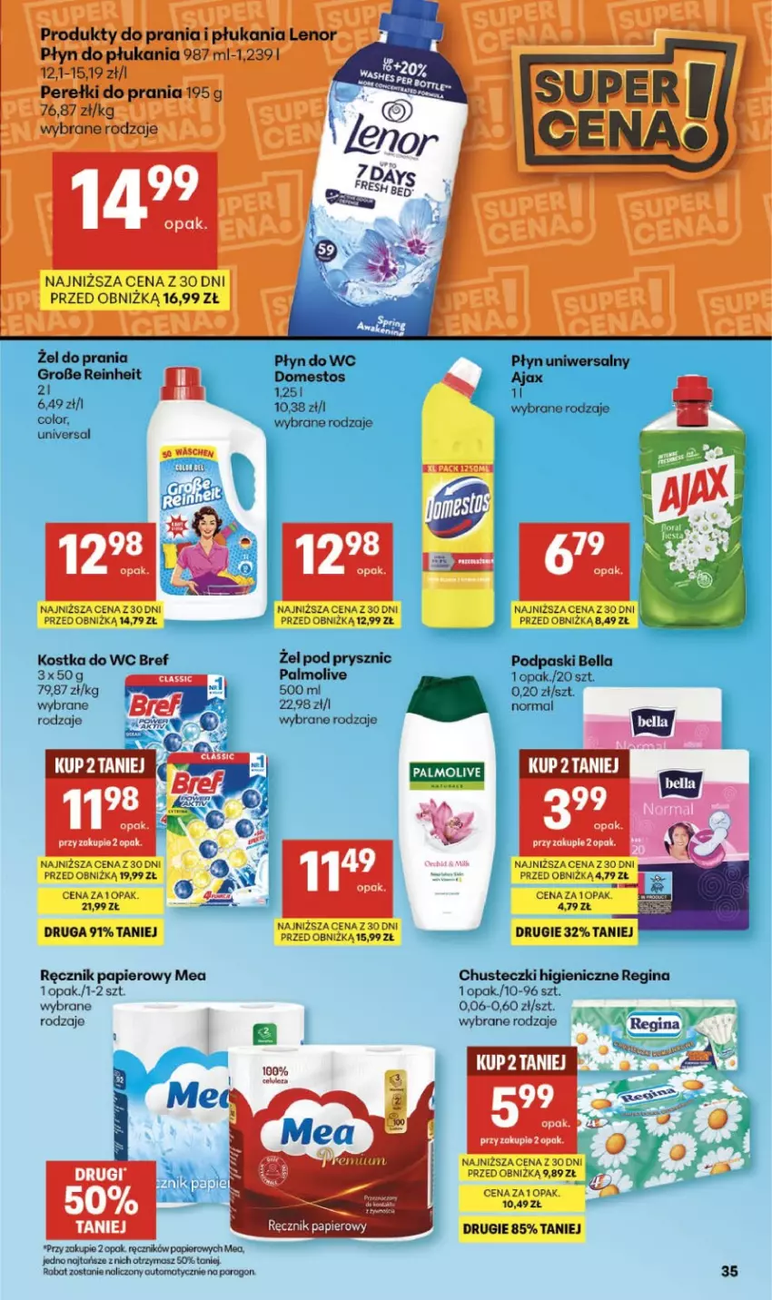 Gazetka promocyjna Delikatesy Centrum - Franczyza DC06 Czwartek - ważna 05.02 do 11.02.2026 - strona 35 - produkty: Ajax, Bell, Bella, Bref, Chusteczki, Gin, Kostka do wc, Palmolive, Papier, Podpaski, Ręcznik
