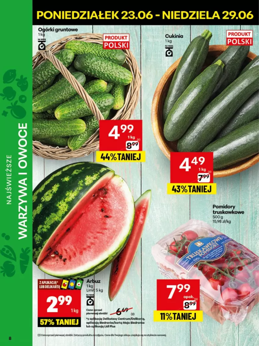 Gazetka promocyjna Delikatesy Centrum - Franczyza DC26 Poniedziałek - ważna 23.06 do 29.06.2025 - strona 8 - produkty: Arbuz, Pomidory