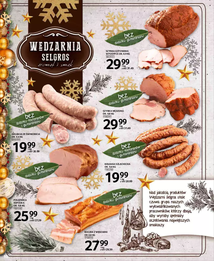 Gazetka promocyjna Selgros - Oferta spożywcza - ważna 02.12 do 15.12.2021 - strona 10 - produkty: BIC, Boczek, Kiełbasa, Polędwica, Szynka