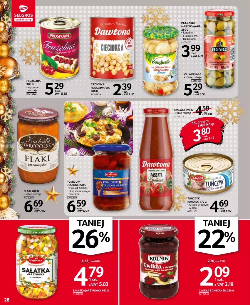 Gazetka promocyjna Selgros - Oferta spożywcza - ważna 02.12 do 15.12.2021 - strona 28 - produkty: Chrzan, Cieciorka, Flaki, Frużelina, Kawa, Olej, Oliwki, Orka, Piec, Pomidory, Sałat, Sałatka, Ser, Sos, Tuńczyk