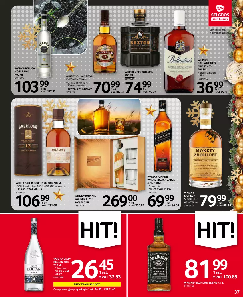 Gazetka promocyjna Selgros - Oferta spożywcza - ważna 02.12 do 15.12.2021 - strona 37 - produkty: Biały Bocian, Johnnie Walker, Lack, Whiskey, Whisky, Wódka