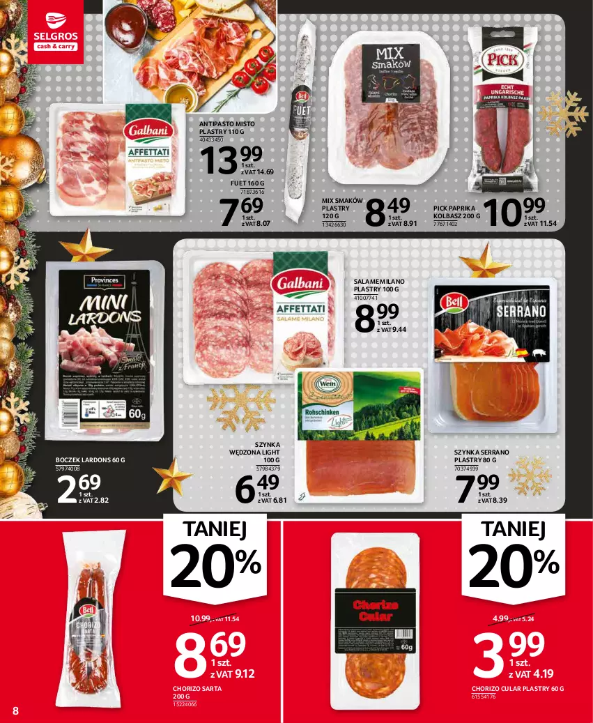 Gazetka promocyjna Selgros - Oferta spożywcza - ważna 02.12 do 15.12.2021 - strona 8 - produkty: Boczek, Ser, Szynka