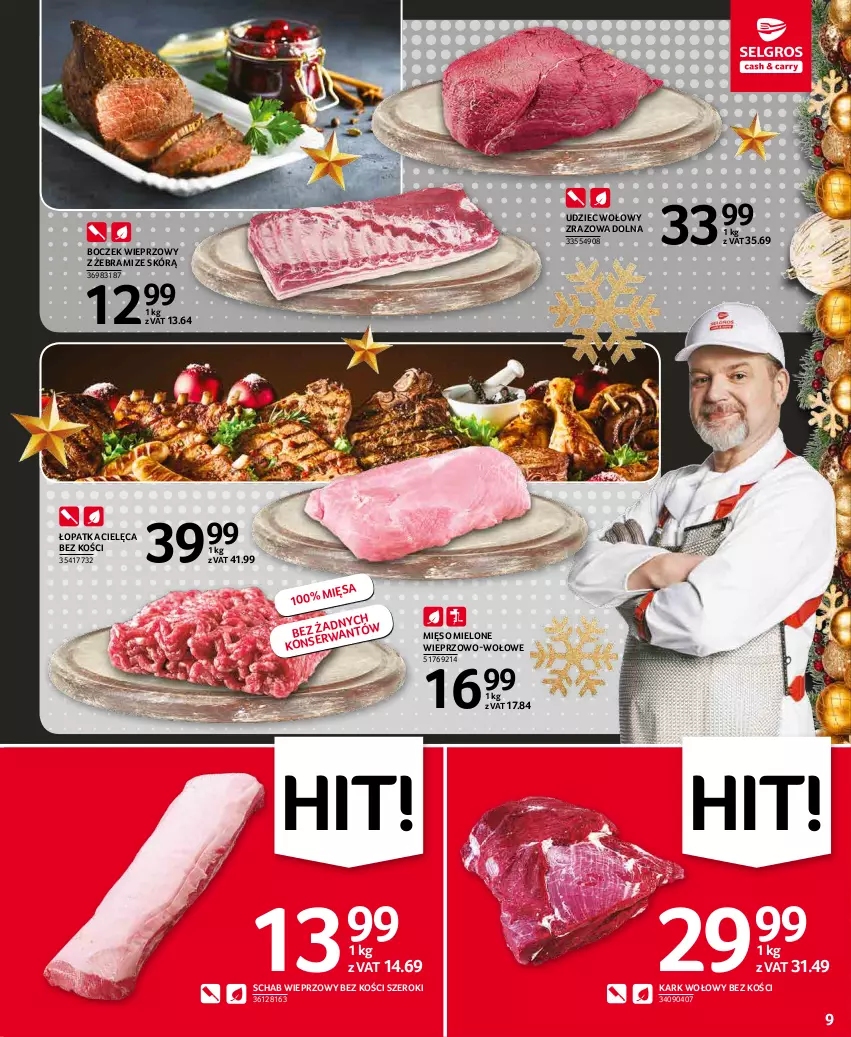 Gazetka promocyjna Selgros - Oferta spożywcza - ważna 02.12 do 15.12.2021 - strona 9 - produkty: Boczek, Boczek wieprzowy, Kark wołowy, Mięso, Mięso mielone, Schab wieprzowy, Udziec wołowy