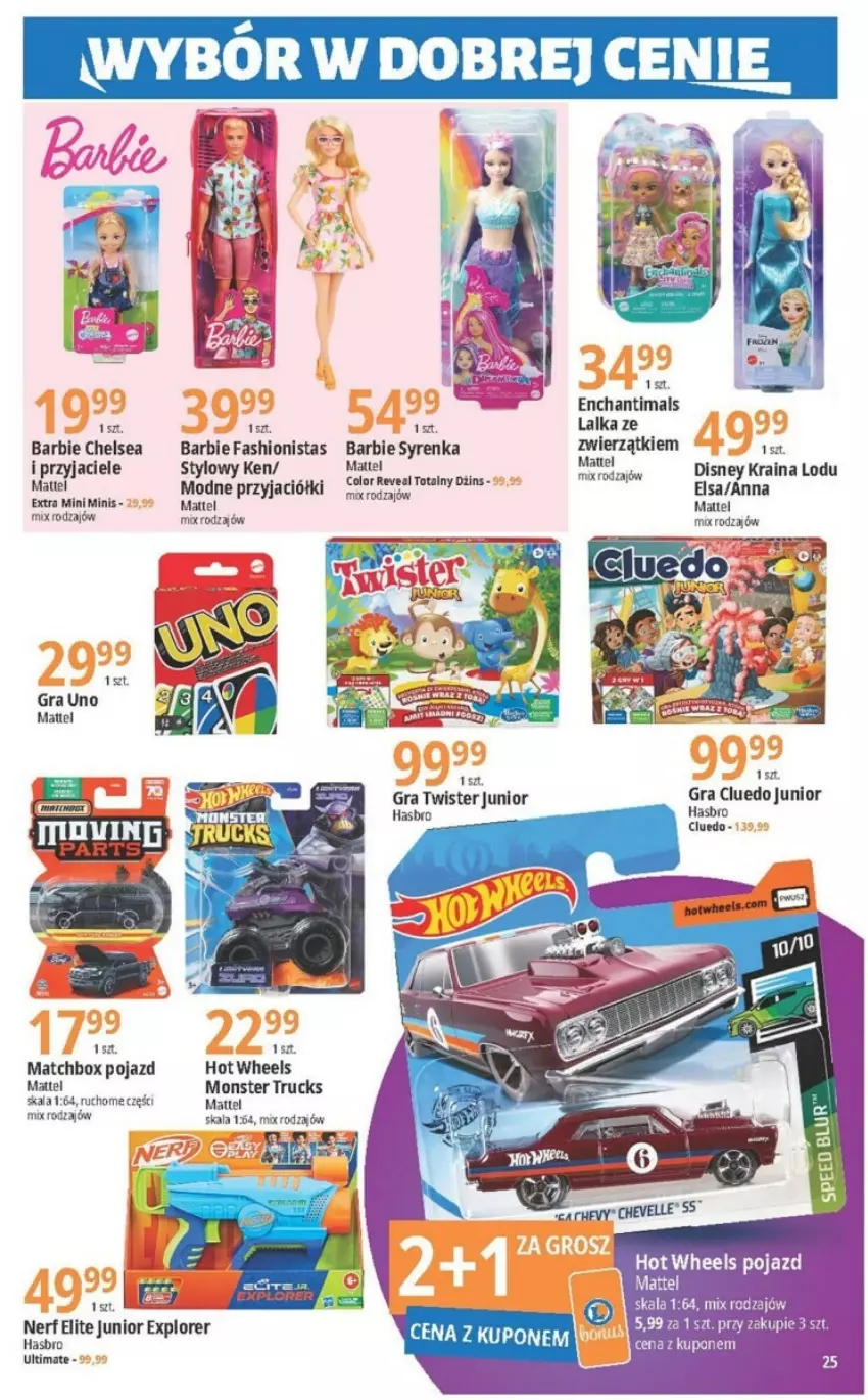 Gazetka promocyjna E Leclerc - ważna 05.09 do 16.09.2023 - strona 18 - produkty: Barbie, Disney, Enchantimals, Fa, Gra, Hasbro, Hot Wheels, Lalka, Mattel, Monster truck, Nerf, Pojazd