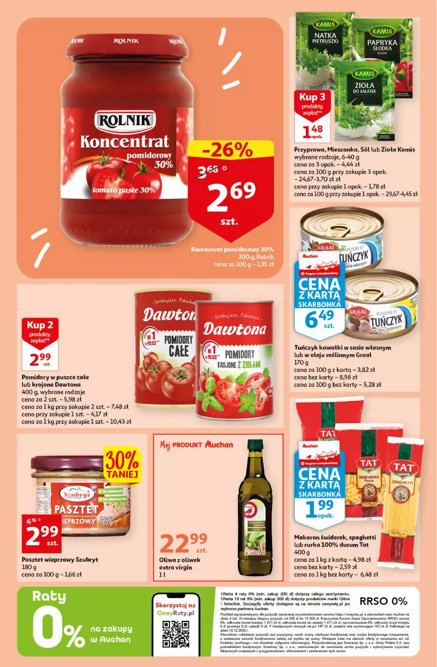 Gazetka promocyjna Auchan - Gazetka Wielkie Porządki w niskich cenach Hipermarket Auchan - ważna 16.02 do 22.02.2023 - strona 32 - produkty: Dawtona, Gin, Gra, Graal, Kamis, Kawa, Koc, Kosz, Makaron, Olej, Pasztet, Pomidory, Rum, Sałat, Ser, Sól, Sos, Spaghetti, Szubryt, Top, Tuńczyk