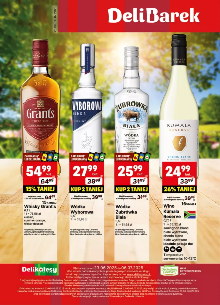 Gazetka promocyjna Delikatesy Centrum - Delibarek DC26-DC27 - ważna 23.06 do 06.07.2025 - strona 1 - produkty: Dron, Gra, Grant's, Rum, Sauvignon Blanc, Ser, Whisky, Wino, Wódka, Wyborowa