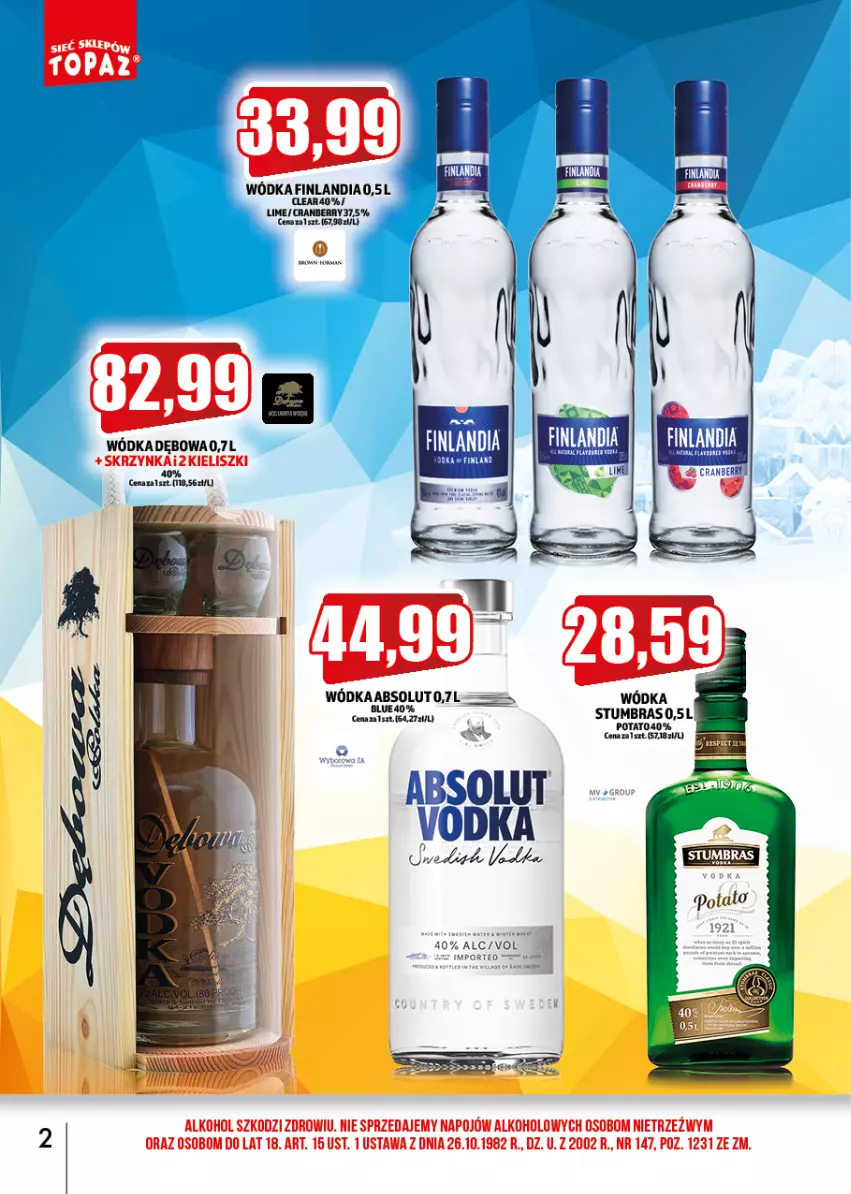 Gazetka promocyjna Topaz - Gazetka - ważna 02.05 do 31.05.2022 - strona 2 - produkty: Absolut, Finlandia, Por, Wódka