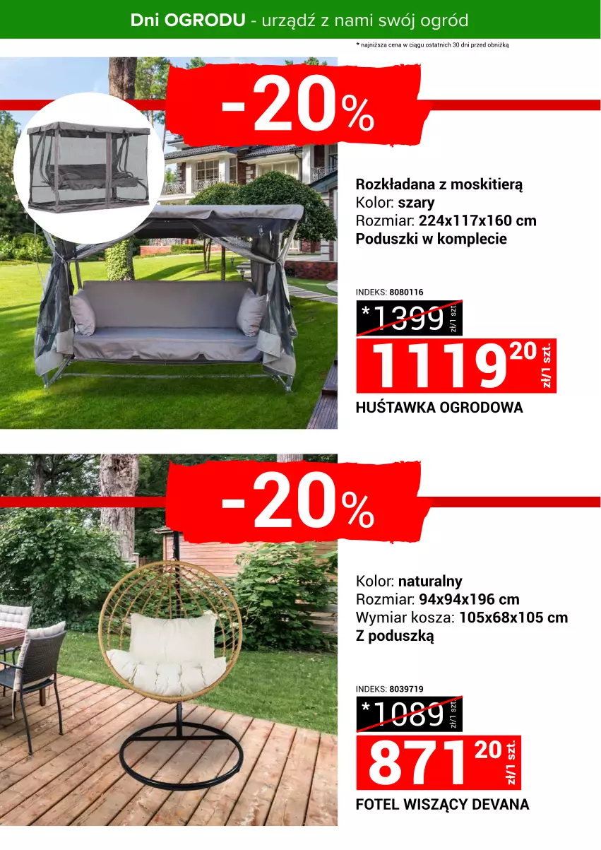 Gazetka promocyjna Merkury Market - Urządź z nami swój ogród - ważna 24.04 do 30.04.2025 - strona 24 - produkty: Fotel, Huśtawka, Kosz, Ogród