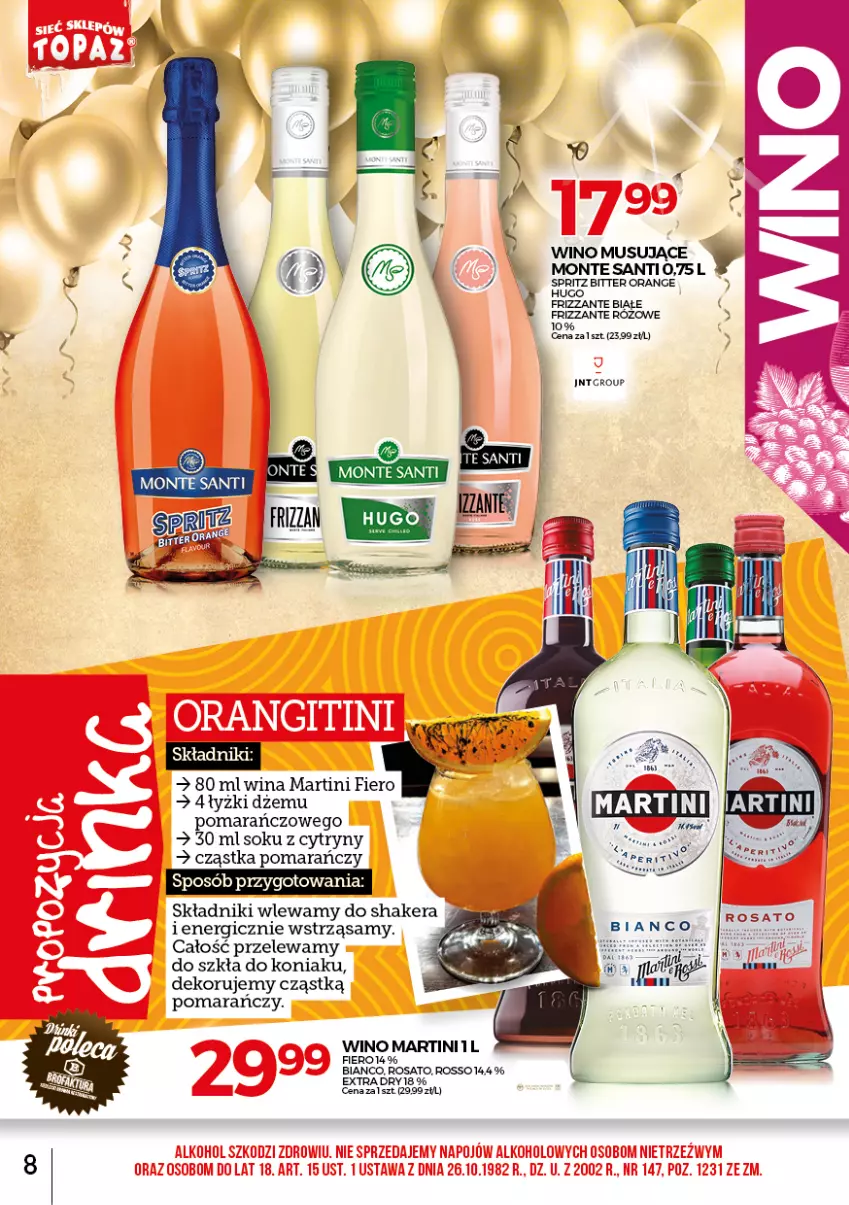 Gazetka promocyjna Topaz - Gazetka - ważna 01.01 do 31.01.2022 - strona 8 - produkty: Cytryny, Dżem, Martini, Monte, Mus, Sok, Wino, Wino musujące