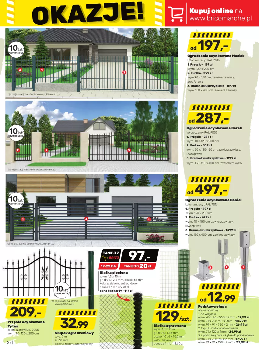 Gazetka promocyjna Bricomarche - Gazetka - ważna 19.04 do 30.04.2023 - strona 27 - produkty: Cynk, Rama, Siatka, Słupek