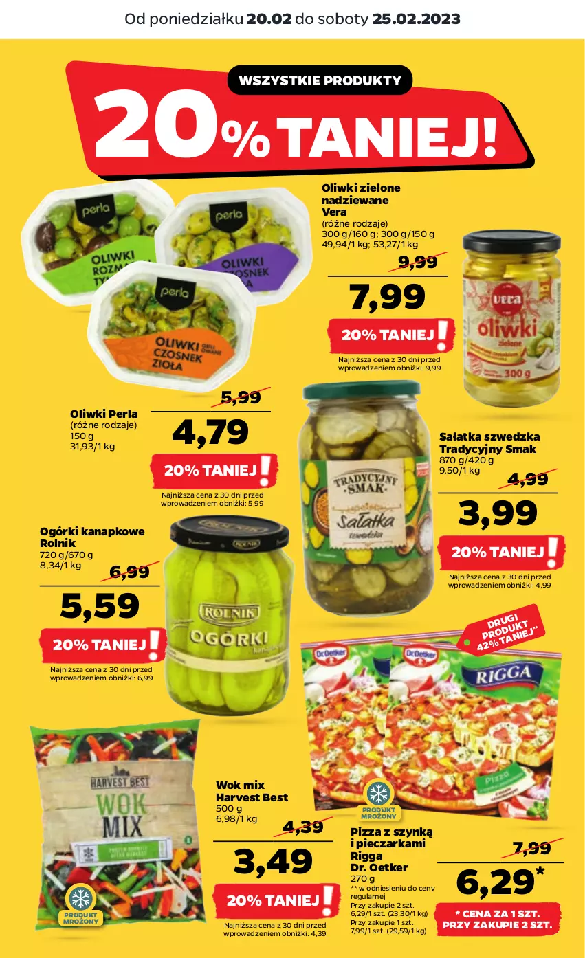 Gazetka promocyjna Netto - Artykuły spożywcze - ważna 20.02 do 25.02.2023 - strona 13 - produkty: Dr. Oetker, Oliwki, Oliwki zielone, Piec, Pieczarka, Pizza, Rolnik, Sałat, Sałatka