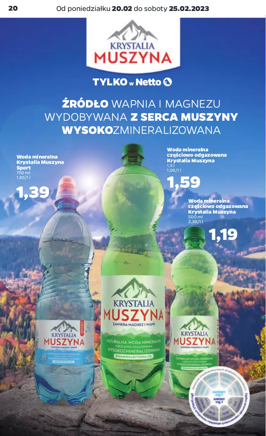 Gazetka promocyjna Netto - Artykuły spożywcze - ważna 20.02 do 25.02.2023 - strona 20 - produkty: Magnez, Mus, Por, Ser, Sok, Sport, Szyna, Szyny, Woda, Woda mineralna