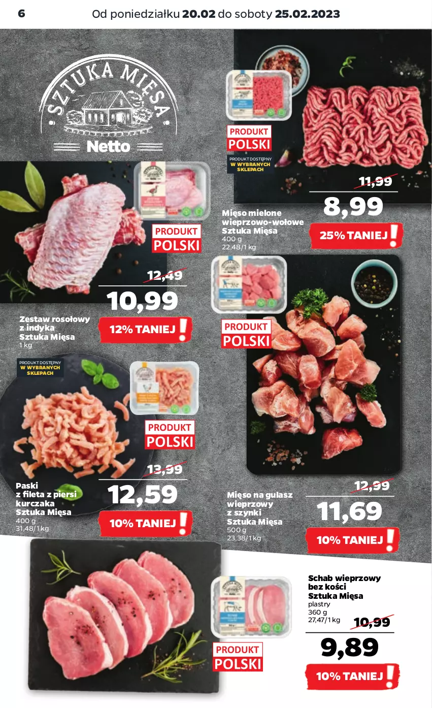 Gazetka promocyjna Netto - Artykuły spożywcze - ważna 20.02 do 25.02.2023 - strona 6 - produkty: Kurczak, Mięso, Mięso mielone, Mięso na gulasz, Schab wieprzowy