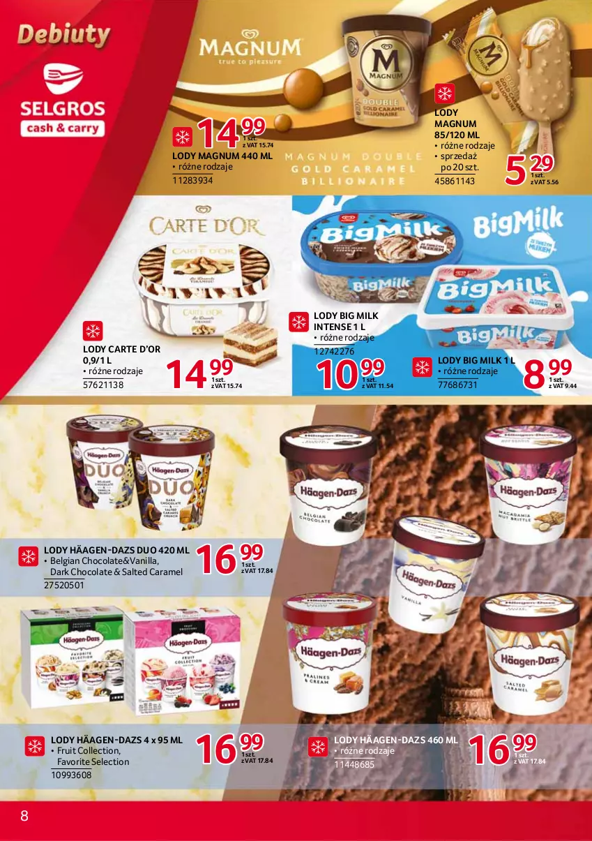 Gazetka promocyjna Selgros - Debiuty w Selgros - ważna 24.06 do 07.07.2021 - strona 8 - produkty: Big Milk, Fa, LG, Lody