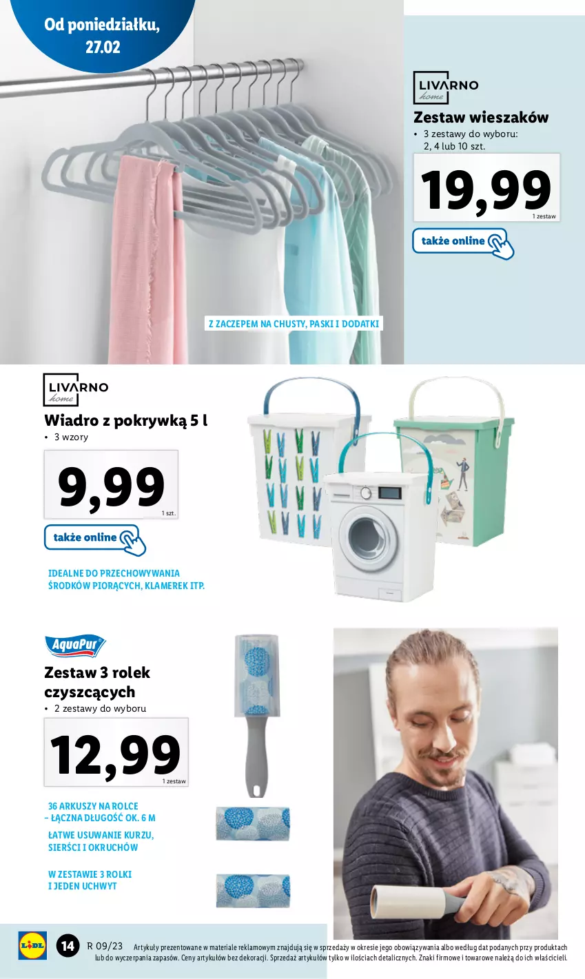 Gazetka promocyjna Lidl - GAZETKA - ważna 27.02 do 04.03.2023 - strona 14 - produkty: Rolki, Wiadro, Wieszak